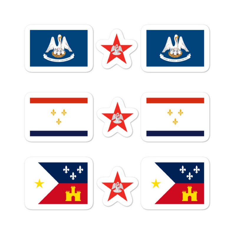 CELEBR8 NOLA Design Louisiana Flag Stickers 9 Pack New Orleans Bubble-Free Sticker
