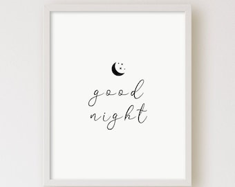 Good Night Bedroom Wall Decor | Printable Wall Art | Above Bed Sign