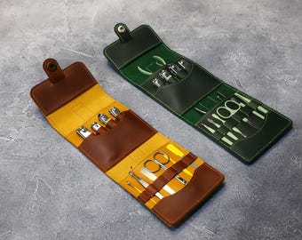 Leather manicure set case ,manicure tools case, personalized manicure set organizer,nail clipper case, Scissors leather case ,Christmas gift