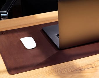Personalized Leather Desk Mat, Laptop Pad, Copper Anniversary Gift