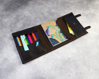 Personalized Leather A5 Sketchbook Cover: Artist Journal, Painter Gift