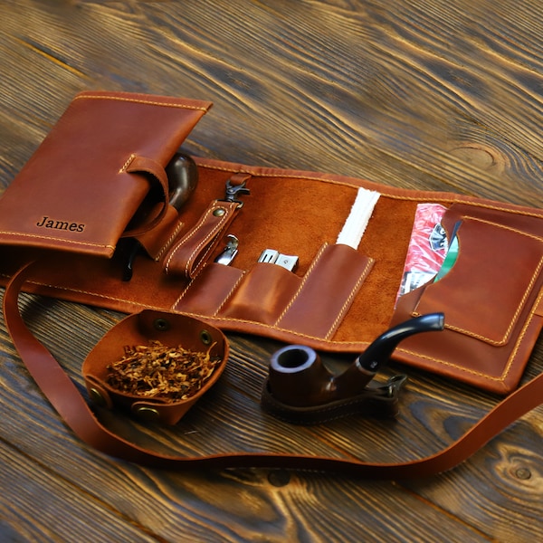 Leather pipe pouch *Tobacco pipe travel case*Personalized pipe case* Gift for smokers*Leather case for pipe smokers*Smoking accessories