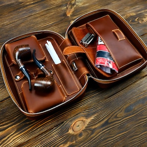 Personalized Leather Pipe Pouch,Handmade Leather Pipe Holder, Leather Pipe Case ,Customized Tobacco Kit Holder,Smoking  accessories