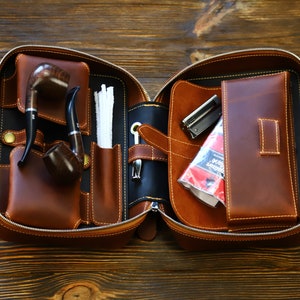 leather pipe case , pipe  accessories bag, travel portable leather pipe  case, pipe holder , tobacco and lighter case,men&#39;s gifts