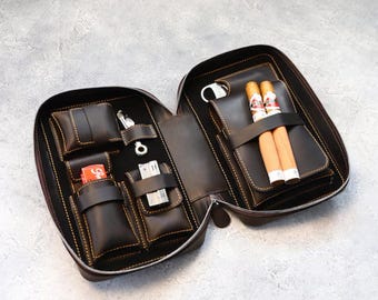 Personalisierte Leder Zigarrenetui - Reise Humidor, Groomsmen Geschenk