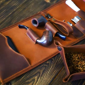 Leather Pipe Case -Personalized Pipe Holder -Leather Pipe Tobacco Pouch -Travel Leather Pipes Bag-Pipe Smokers Set Gifts, Christmas Gifts
