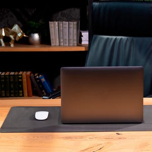 Personalized Grey Leather Mouse Pad: Gaming Desk Pad, Office Gift