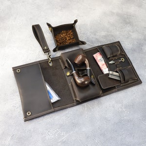 Leather Pipe Holder * Tobacco Pouch*Case for Pipes*Personalized Leather Tobacco Pipe Bag Set for Pipe Smokers*Customizable Pipe Accessories