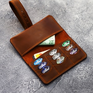 Personalisierte 9-Fach Leder Plektrum Halter*Leder Plektrum Halter*Pick Brieftasche für Gitarrist*Geschenk Gitarrist*Weihnachtsgeschenk