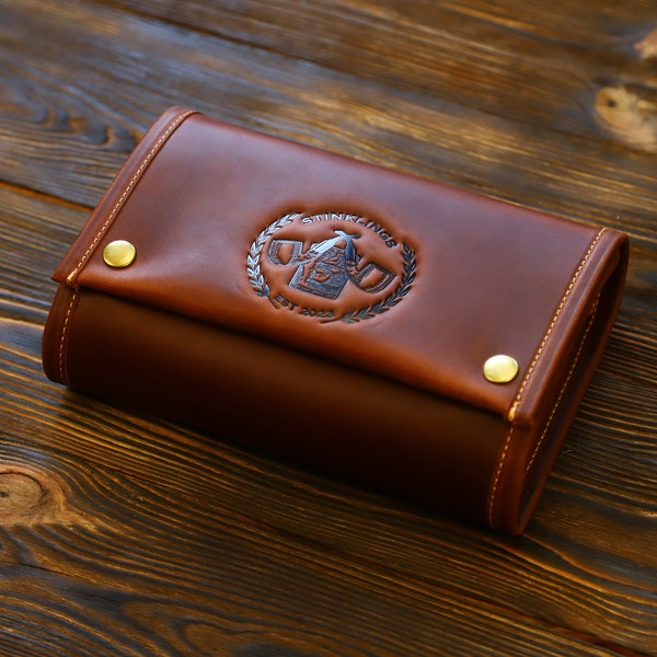 Leather case for pipe smokers kit* tobacco smokers gift*tobacco smokers kit case*travel leather pipe tobacco pouch *leather pipe holder