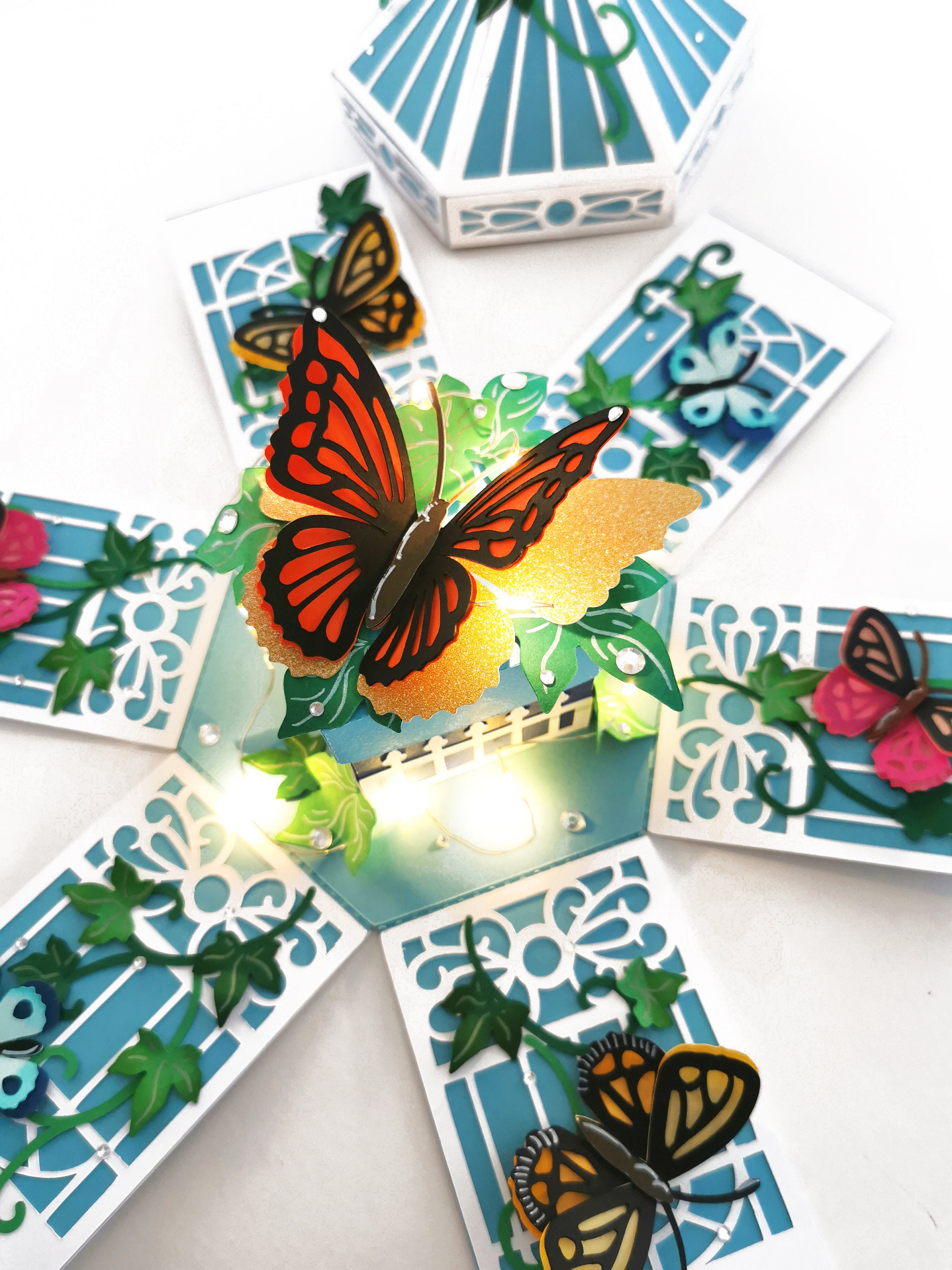 Exploding Box With Butterflies Butterfly Exploding Box SVG - Etsy
