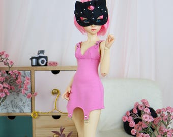 Pink Mini Dress for Minifee – Stretch Fabric, Back Zipper, Adjustable Color Option