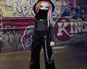 BJD Minifee 1/4 Clothes Hood | Pants | Bodysuit Gothic Streetwear | Handmade Doll Fashion