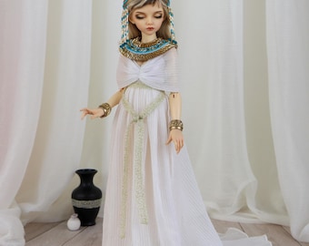 Minifee Egyptian Queen Outfit 1/4 | Handmade Beaded Collar, Dress & Accessories