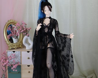 Black, Dark Blue, Pink Lace Robe for 1/3 BJD Dolls Feeple65 – Adjustable Waist