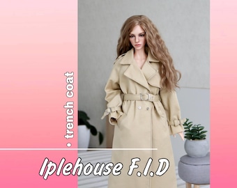 Trench per Iplehouse fid, vestiti bjd, vestiti per bambola bjd 1/4