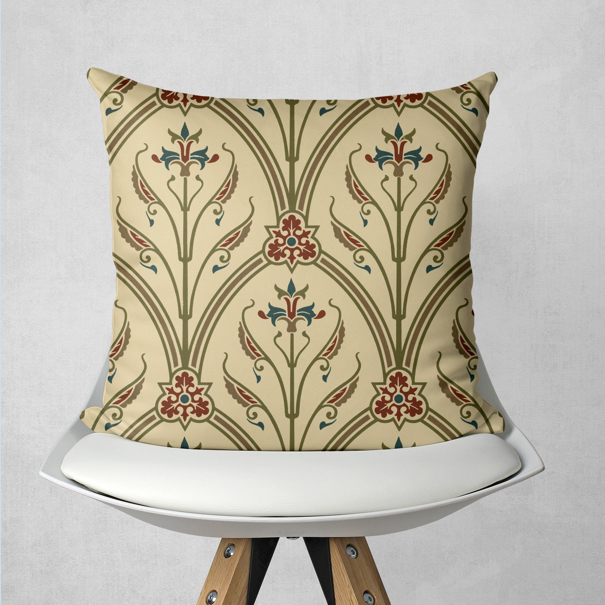 Vintage Floral print Throw Pillow coverBeige Pillow caseSofa Etsy