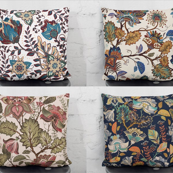 Vintage flowers pattern Print Pillow cover-Throw pillow cover-Cushion cover-Sofa Pillow case-12 x 20,16 x 16,16 x 24,18 x 18,20 x 20,24 x 24