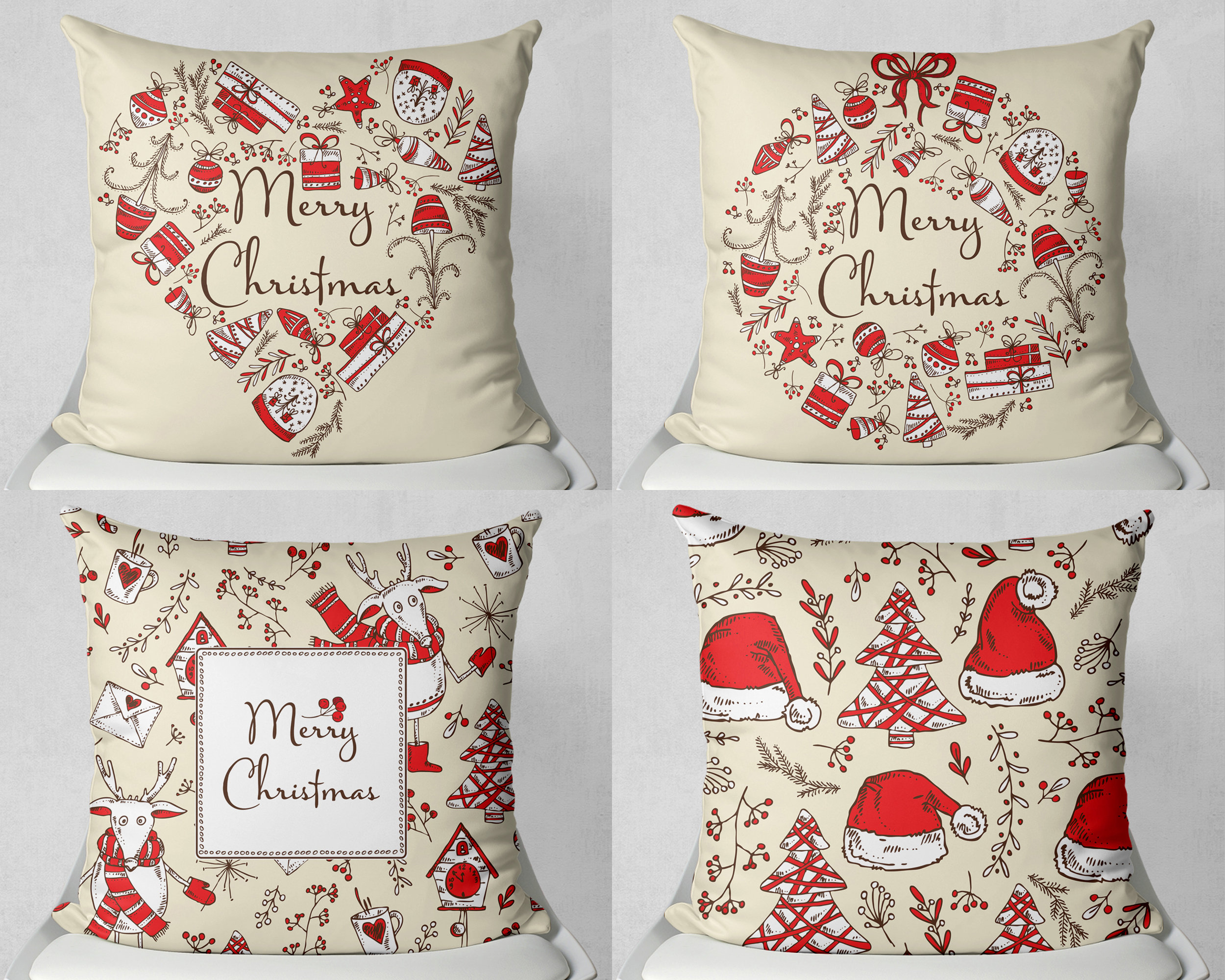 ATLINIA Christmas Pillow Covers 20x20 Set of 2 - Xmas Decorative Farmhouse  Linen Throw Pillow Cases Holiday Sofa Couch Cushion Covers Merry Christmas