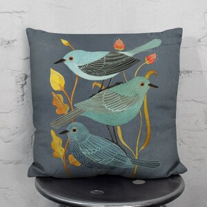 Nightingale print Pillow cover-Birds Pillow case-Farmhouse Sofa Decorative cushion cover-Accent Pillow cover-Home Gift-Housewarming gift