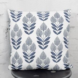 Indigo Plants print Pillow cover-Floral Throw pillow cover-Euro Sham cushion cover-Sofa Pillow case-Modern Pillow-Farmhouse Pillow-Home Gift