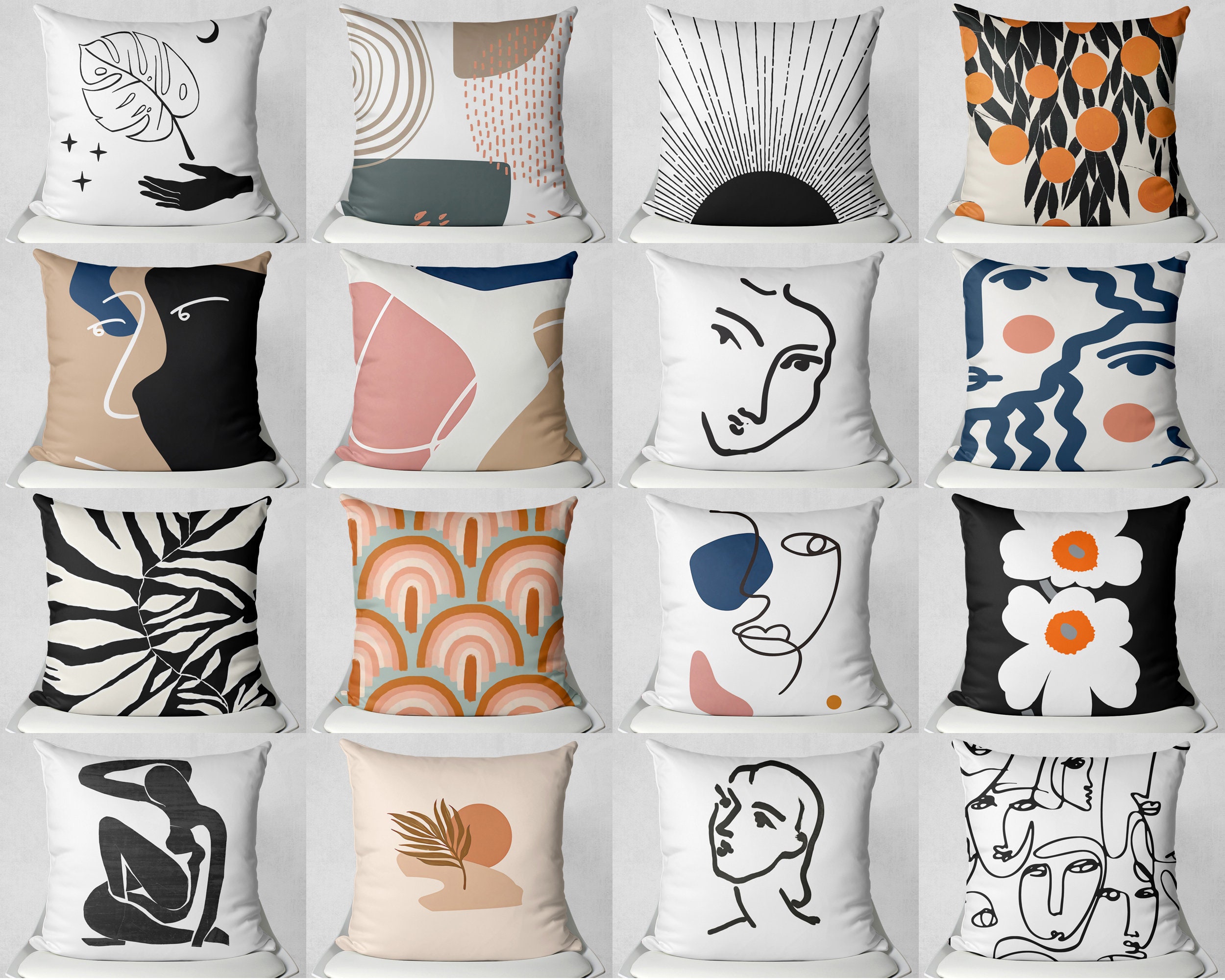 Modern Abstract Throw Pillow Etsy UK