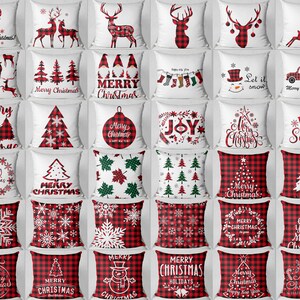 Farmhouse Christmas Throw Pillow cover-16 x 16-18 x 18-20 x 20-24 x 24-Plaid-Christmas tree/elk-Xmas Pillow case-Sofa Decor cushion cover