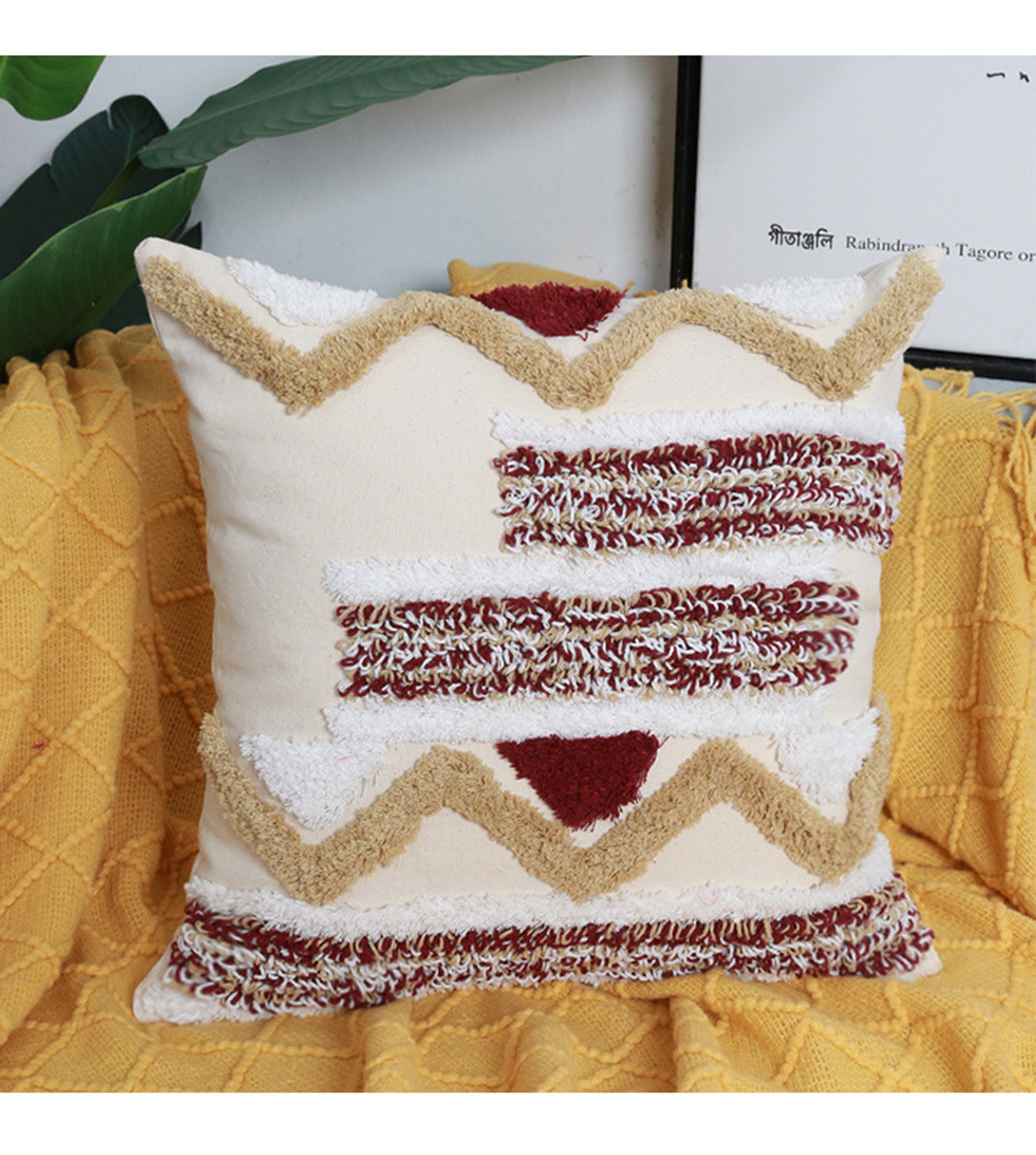 Beige Pillow cover Boho 18 x 18Throw pillow coverHandmade Etsy