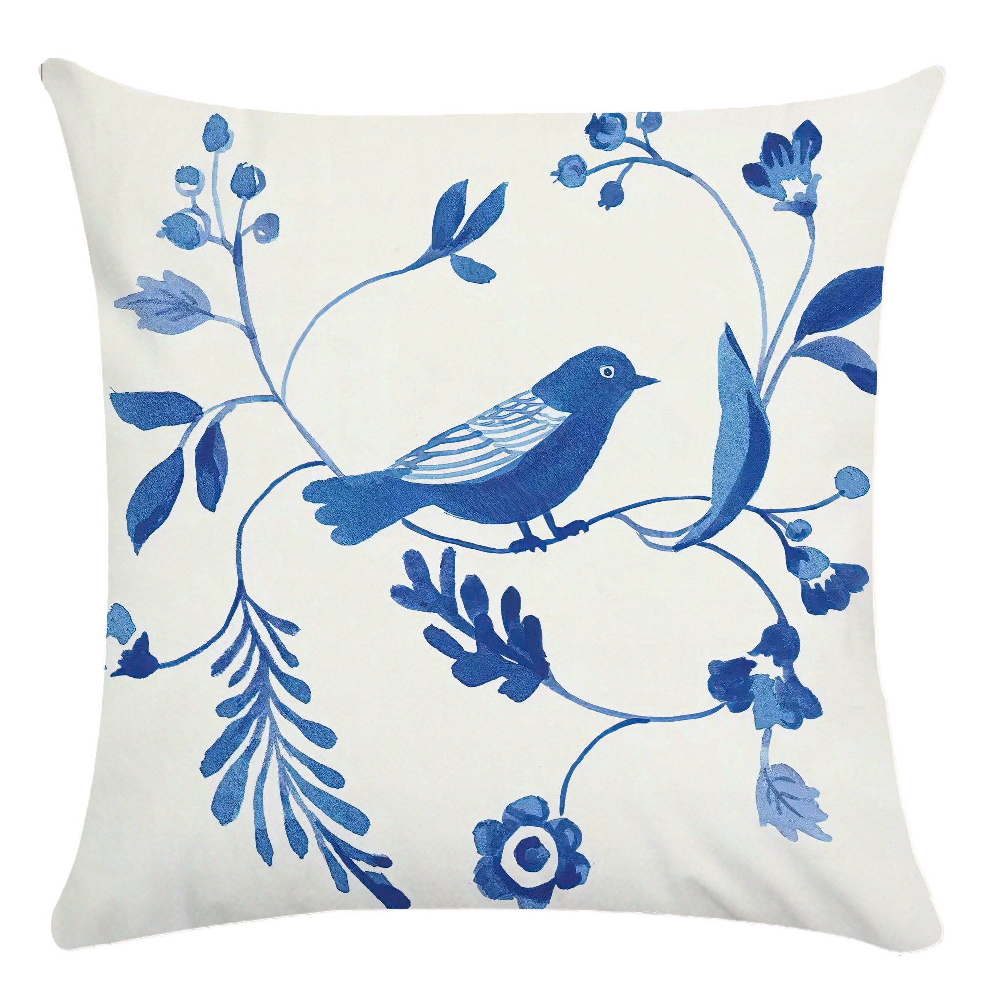Watercolor Pillow Coverblue Bird Throw Pillow Covercushion Etsy