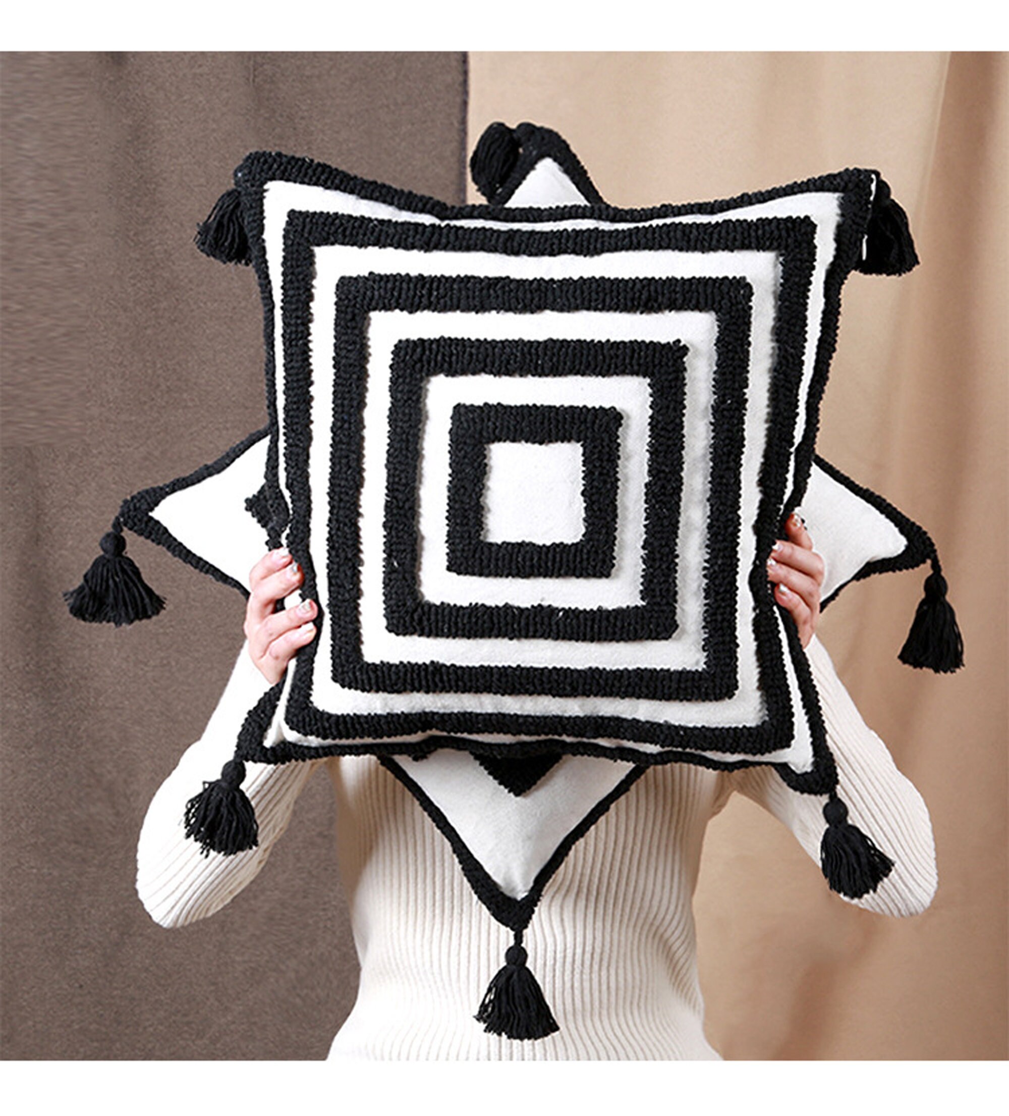 Black and White Pillow Cover Boho 12 X 2018 X 18cotton Throw Etsy UK