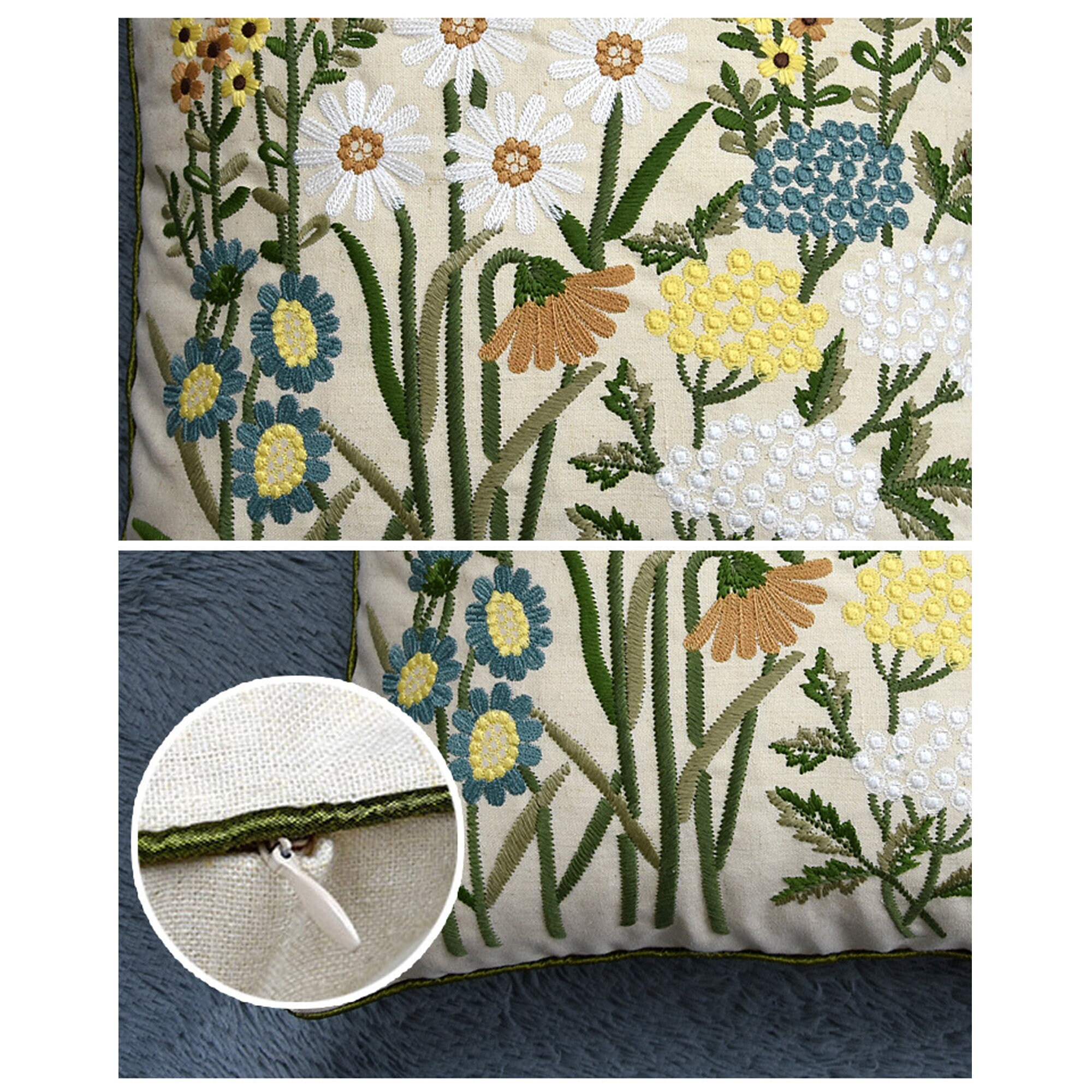 Floral Embroidered Linen Pillow Cover 18 X 1812 X 20throw Etsy