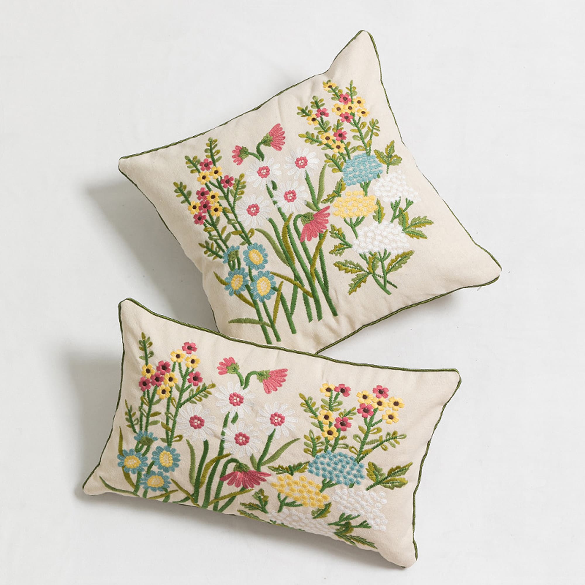 Floral Embroidered Linen Pillow Cover 18 X 1812 X 20throw Etsy