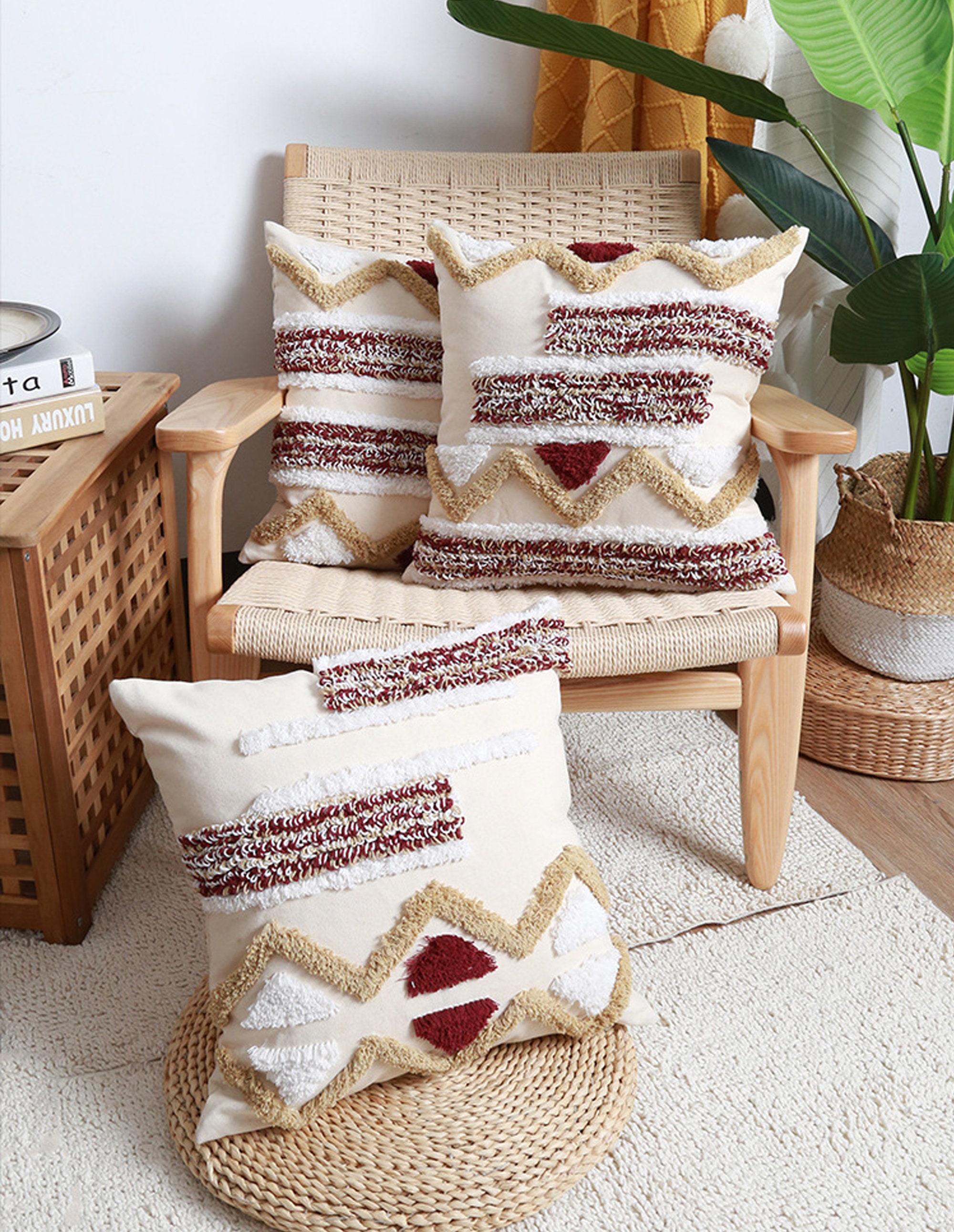 Beige Pillow cover Boho 18 x 18Throw pillow coverHandmade Etsy