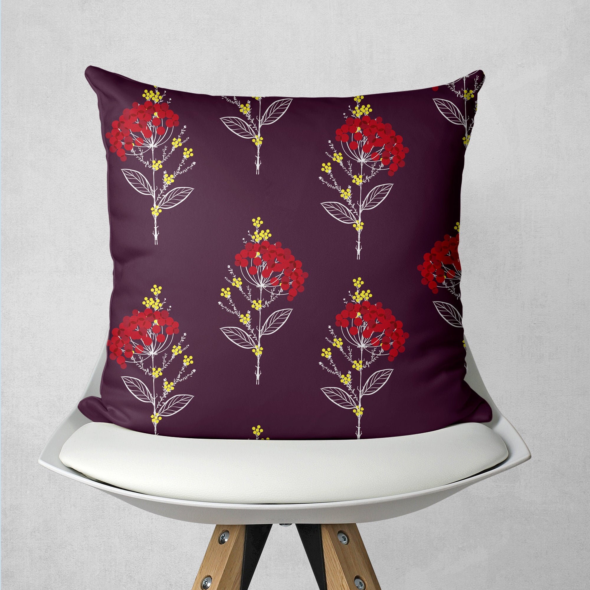 Burgundy Floral print Pillow coverFarmhouse Throw pillow Etsy