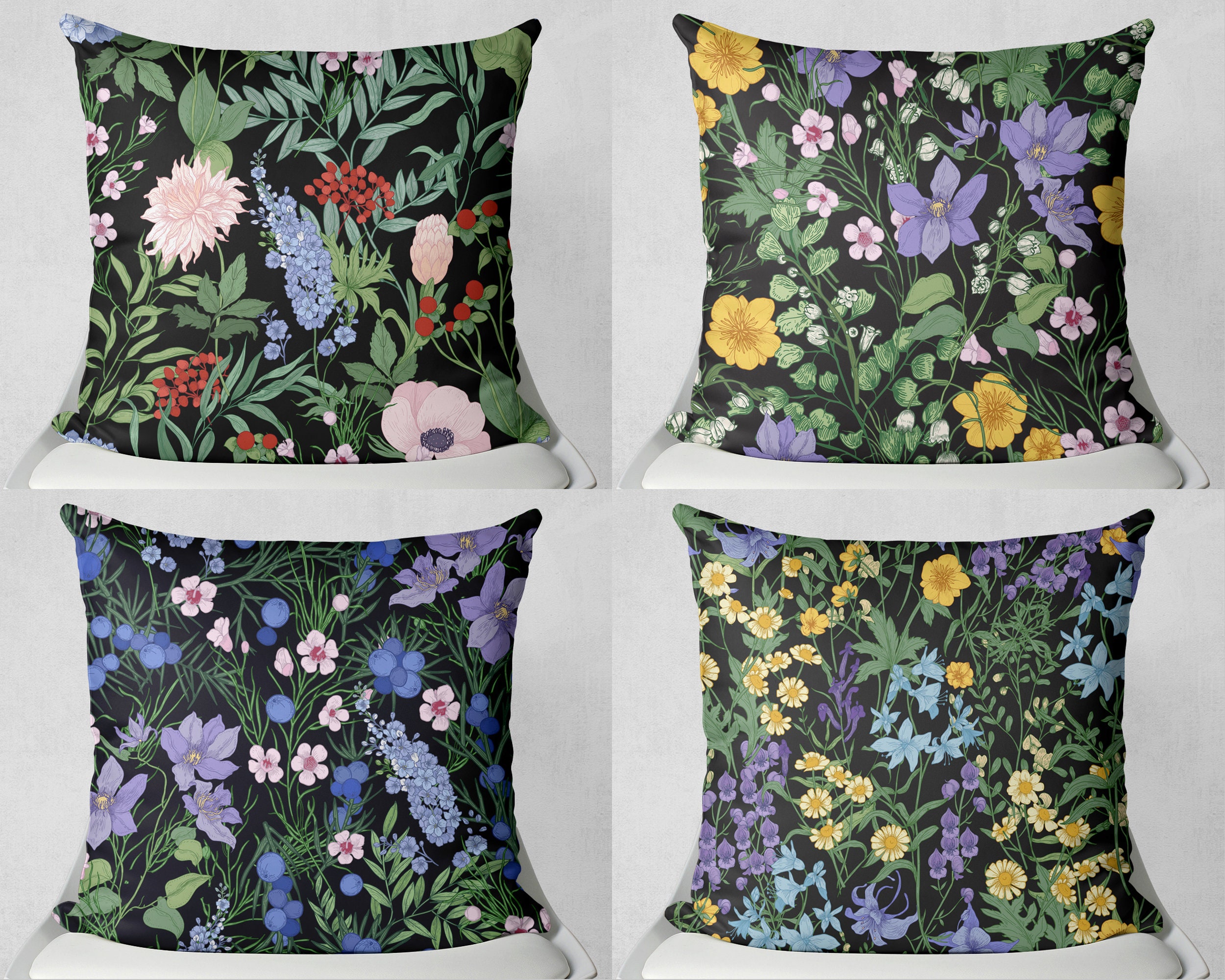 Farmhouse Floral print Pillow coverFlowers Throw pillow Etsy