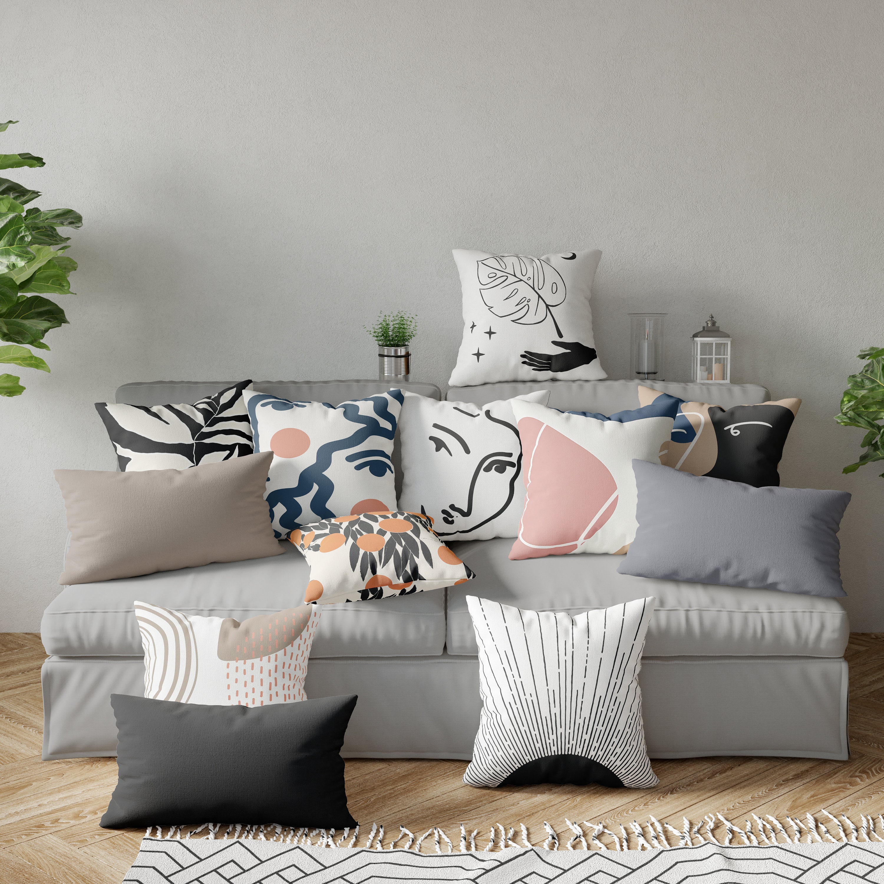 Modern Abstract Throw Pillow Etsy