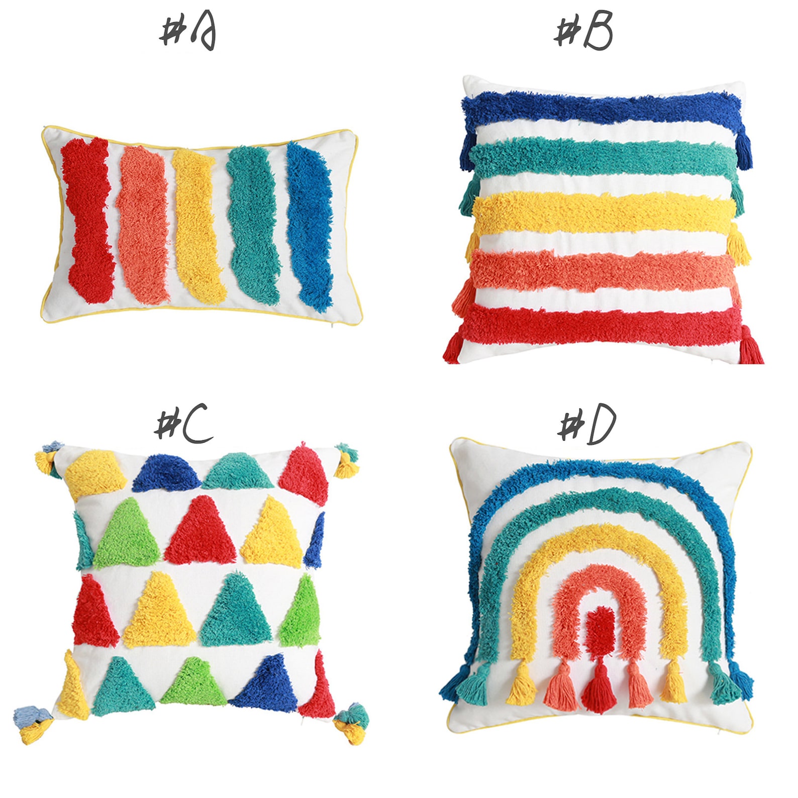 Rainbow Color Pillow Cover Boho 12 X 2018 X 18geometric Etsy