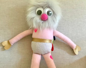 Juguete de monstruo de fieltro y piel hecho a mano - Juguete de peluche suave y tierno - Único en su clase