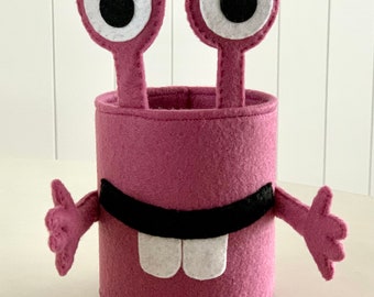 Mugalugs Monster Pencil Cup -Container -Tub - Felt Stationery Holder - One of a kind -  Desk Storage