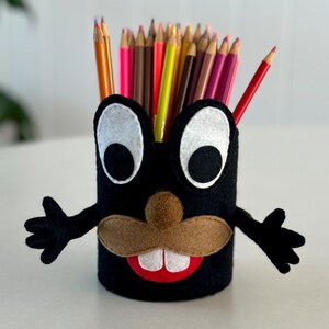 Mugalugs Monster Pencil Cup -Contenedor -Tub - Soporte de papelería de fieltro - Único en su tipo - Almacenamiento de escritorio