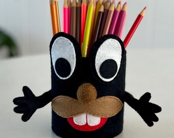 Mugalugs Monster Pencil Cup -Container -Tub - Felt Stationery Holder - One of a kind -  Desk Storage