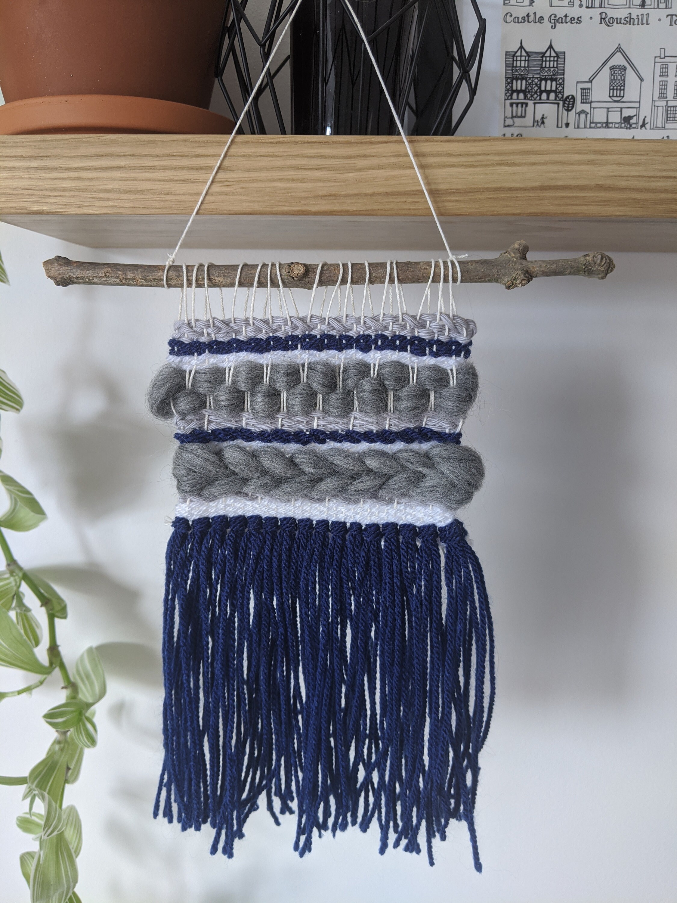 Mini Loom Weave Wall Hanging in Blue Etsy