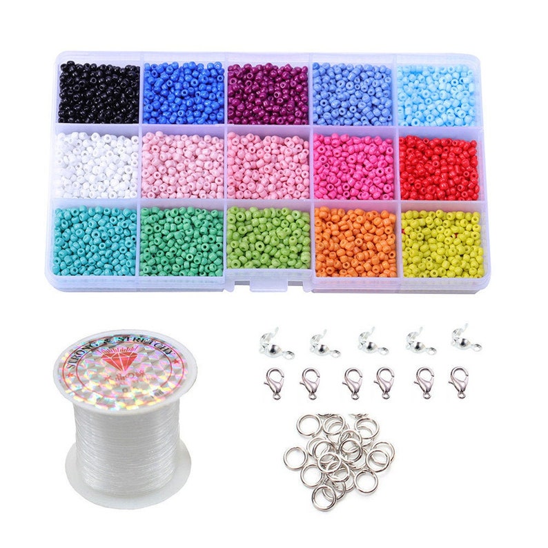 7500Pcs Seed Bead Kit Jewelry Making Kit Assorted Glass Seed Etsy