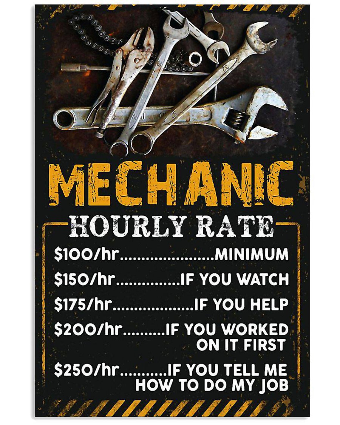 Mechanic Hourly Rate Framed Canvas Photo Print Wall Art Etsy