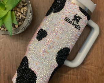 Super Sparkly Cow Rhinestone Stanley Tumbler | Rhinestone Stanley Tumbler