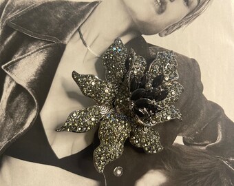 Black  Orchid Brooch | Perfect Present With Gift Box |Rhinestone  Brooch| Unisex Brooch| Vintage Brooch| Drees Pin Accessory| Free Shipping|