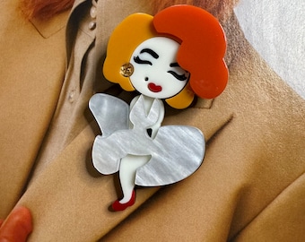 Sexy   Lady Brooch | With Gift Box| Perfect Present | Women Acrylic Brooch| Brooch For Blazer| Brooch Pin Acrylic| Free Shipping |