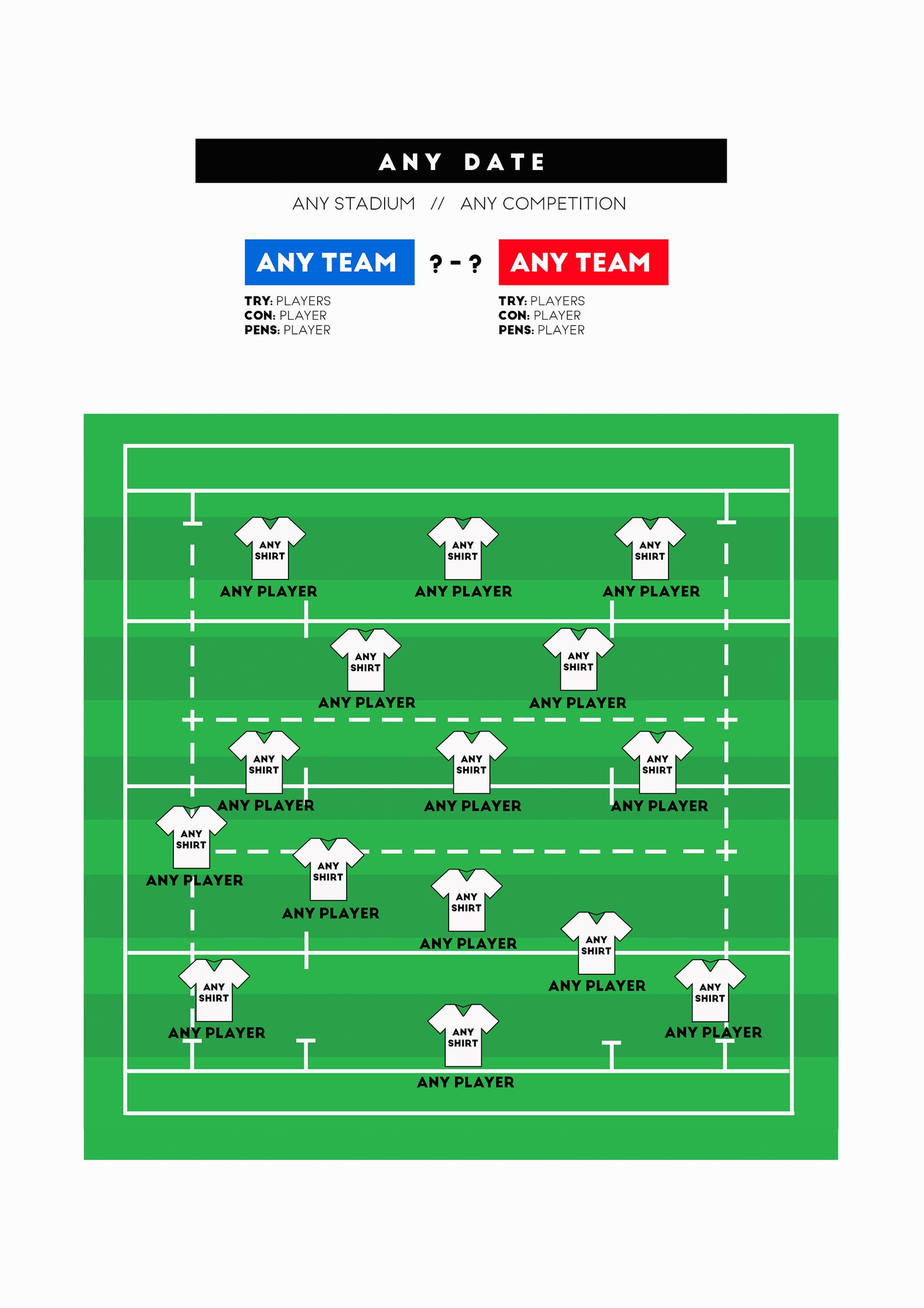 Personalised Rugby Union Match Artwork Choose Any Game & Etsy