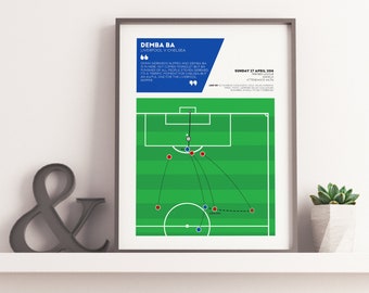 Demba Ba, Chelsea v Liverpool Match Moment Poster | Demba Ba Goal, Gerrard Slip, Demba Ba Goal | Birthday Gift