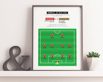 Charlton Athletic v Sunderland 1998 Division One Play-Off Final Match Poster | Addicks, Mendonca | Birthday Gift